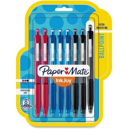 PAPER MATE Ballpoint Pens, Retract, 1.0mm, 300RT, 8/PK, Ast Barrel/Ink PK PAP1945918